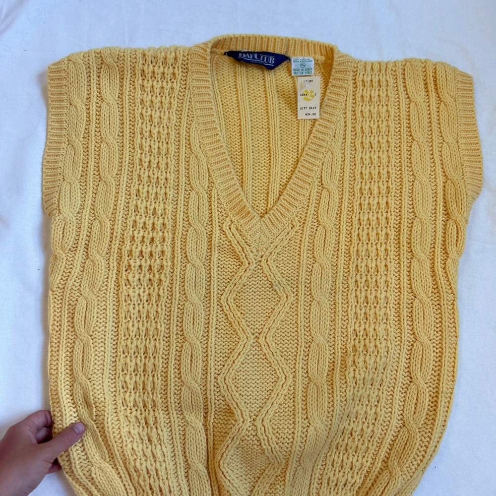 Butter Yellow Cable Knit Vintage Vest